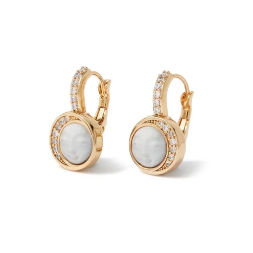Celestial Symbols Carved Mother-of-Pearl Coin Hoop Earrings*The Met Store Fashion