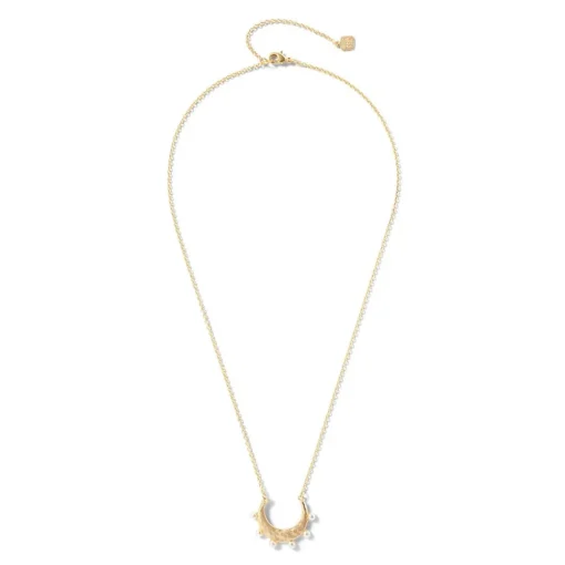 Hammered Crescent Pearl Pendant Necklace*The Met Store Store