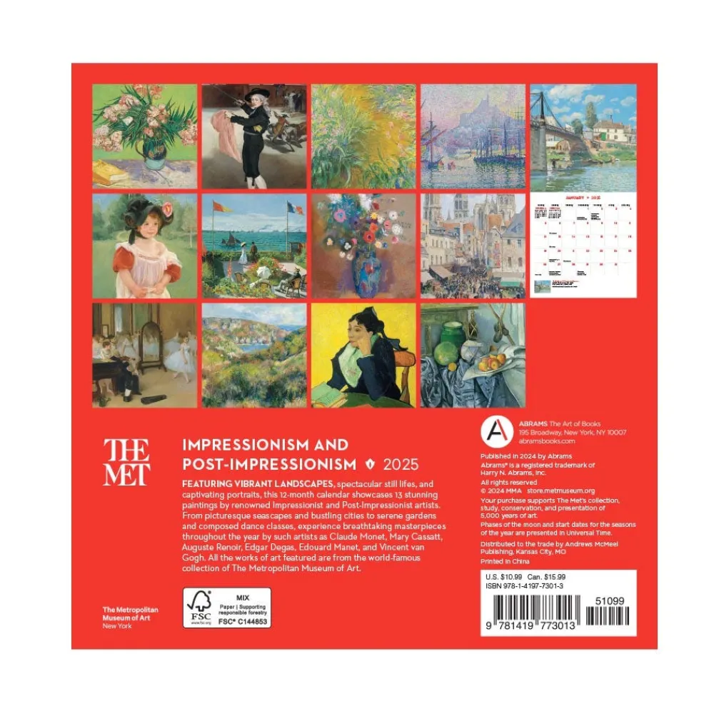 Impressionism and Post-Impressionism Mini Wall Calendar 2025*The Met Store Cheap