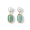 Karavas Gems Aventurine and Pearl Drop Earrings*The Met Store Best