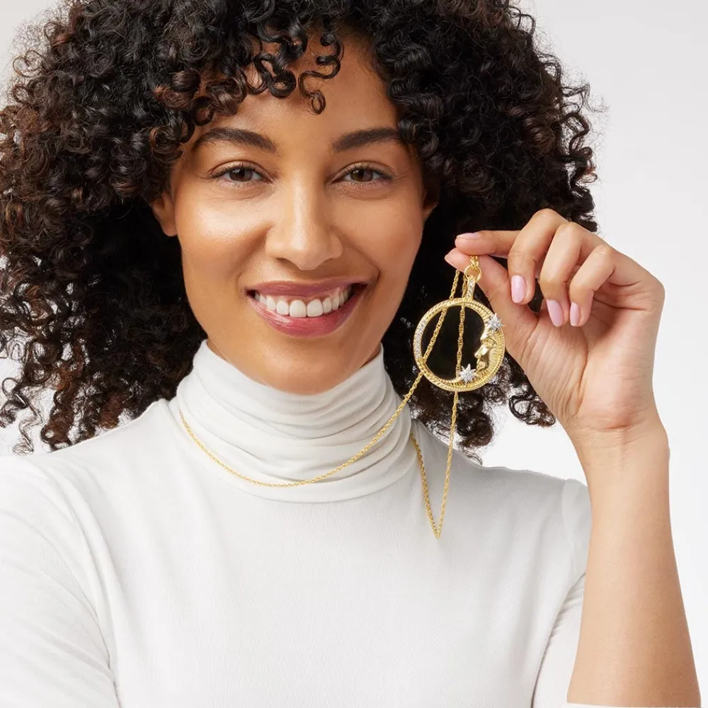 Spanish Day and Night Magnifier Pendant Necklace and Moon Drop Earrings Set*The Met Store Cheap